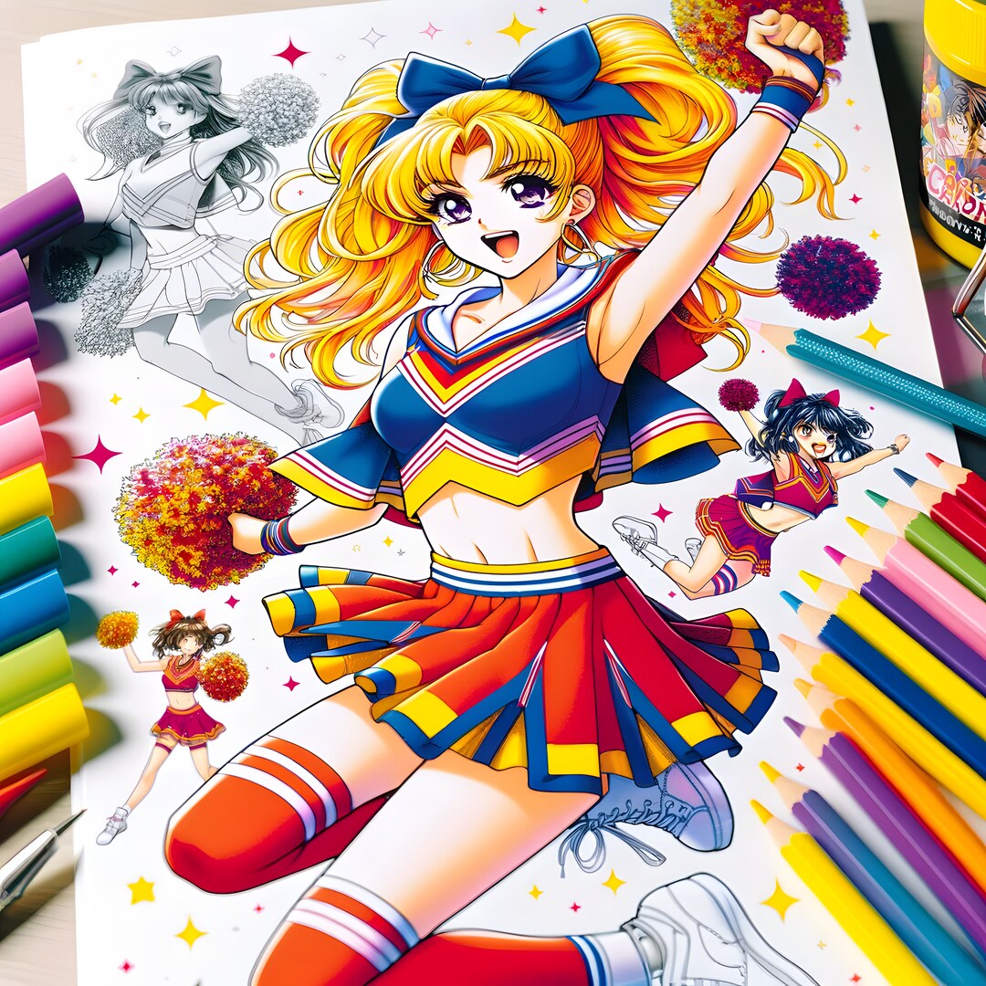 Anime Cheerleader Coloring Pages - Etsy