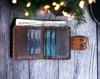 Men&#39;s Leather Wallet, Stylish Card Holder Wallet, Minimalist Card wallet, Perfect Gift for Him, Compact Card Holder for Men, Valentines Gift
