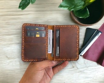 Handmade Full Grain Leather Slim Wallet: Personalized Card Holder