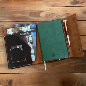 Portafolio de negocios de cuero personalizado, diario de cuero grande, portafolios de cuero con tarjetero, regalo del Día del Padre, personalizado