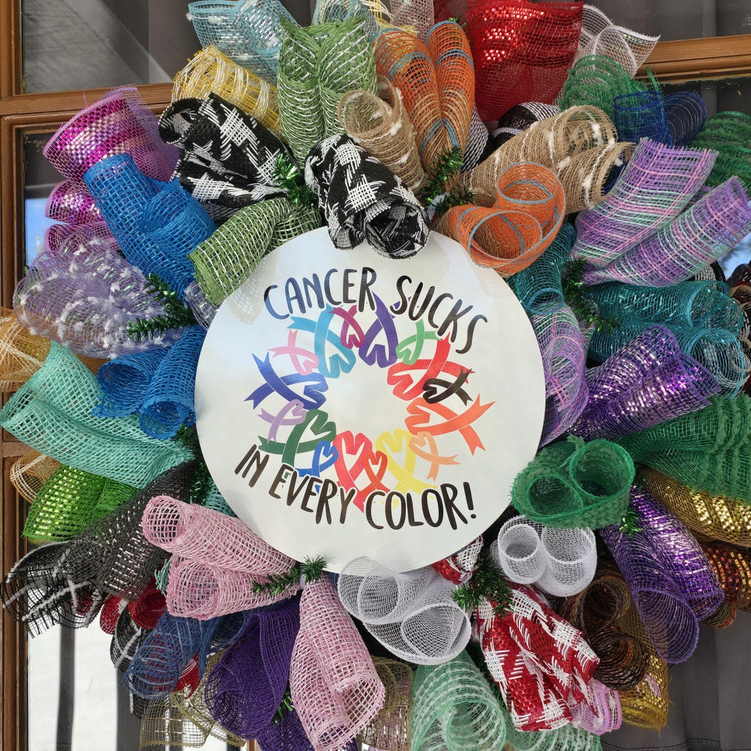 Cancer Awareness Ribbon Wreath - Colorful Mesh Front Door Decor - Etsy