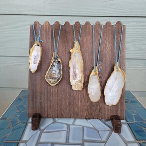 Gold Painted Oyster Shell Ornaments: Coastal Christmas Decor, Set of 5