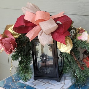 Vintage Black Lantern with Floral Bow: Refurbished Wedding Decor