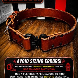 Truck Belt (MEDIUM 40-45 inches), Bunker Belt, 2 inch Leather Firefighter Turnout Belt