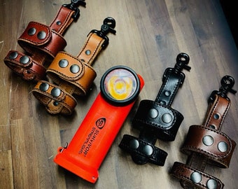 Firefighter Inverted Leather Flashlight Holder