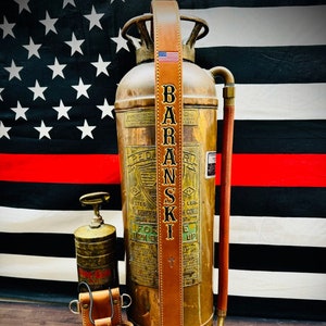 Firefighter / EMS Radio Strap & Bucket / Holster (Golden Brown Leather) (Full Set) Custom Personalized