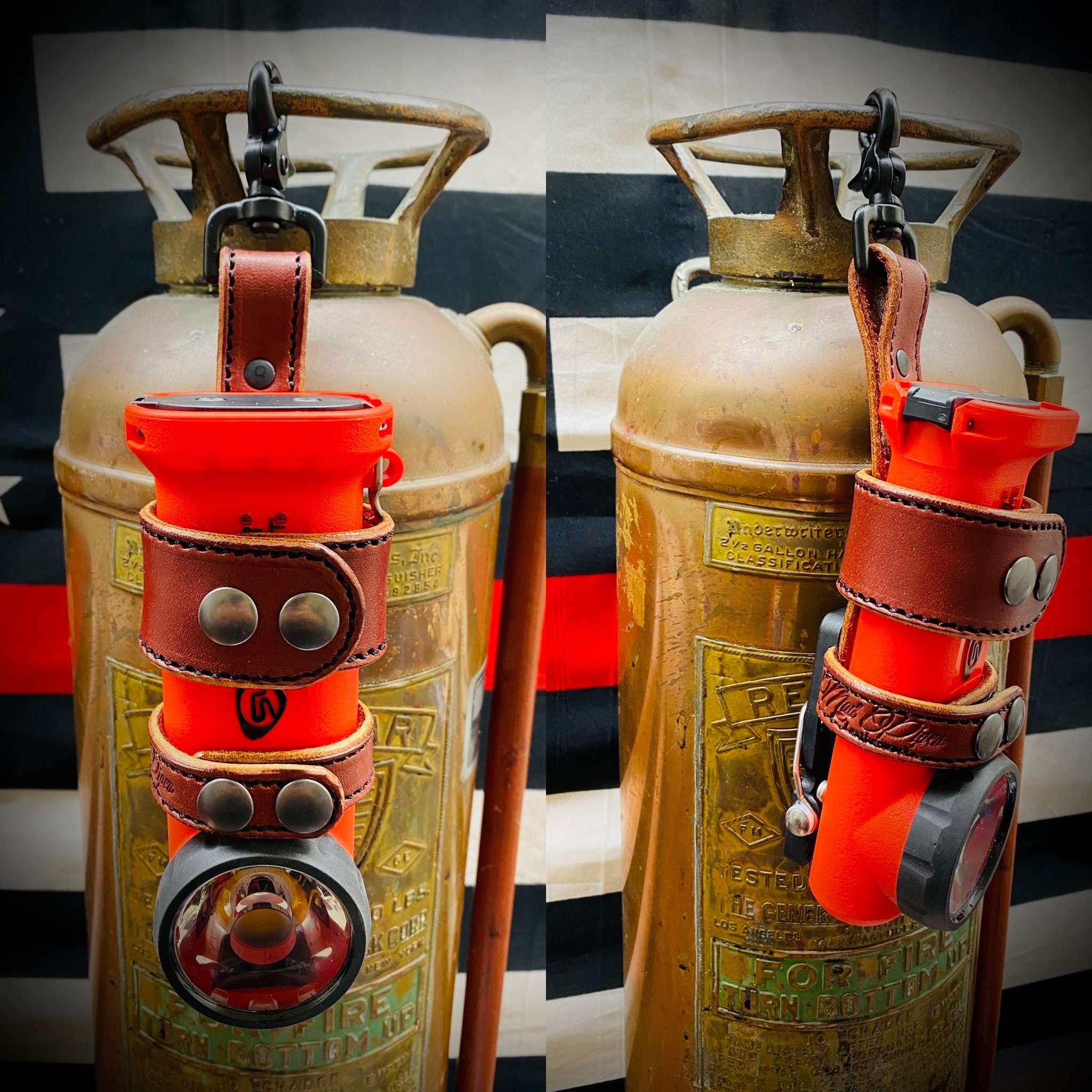 Firefighter Inverted Leather Flashlight Holder Etsy