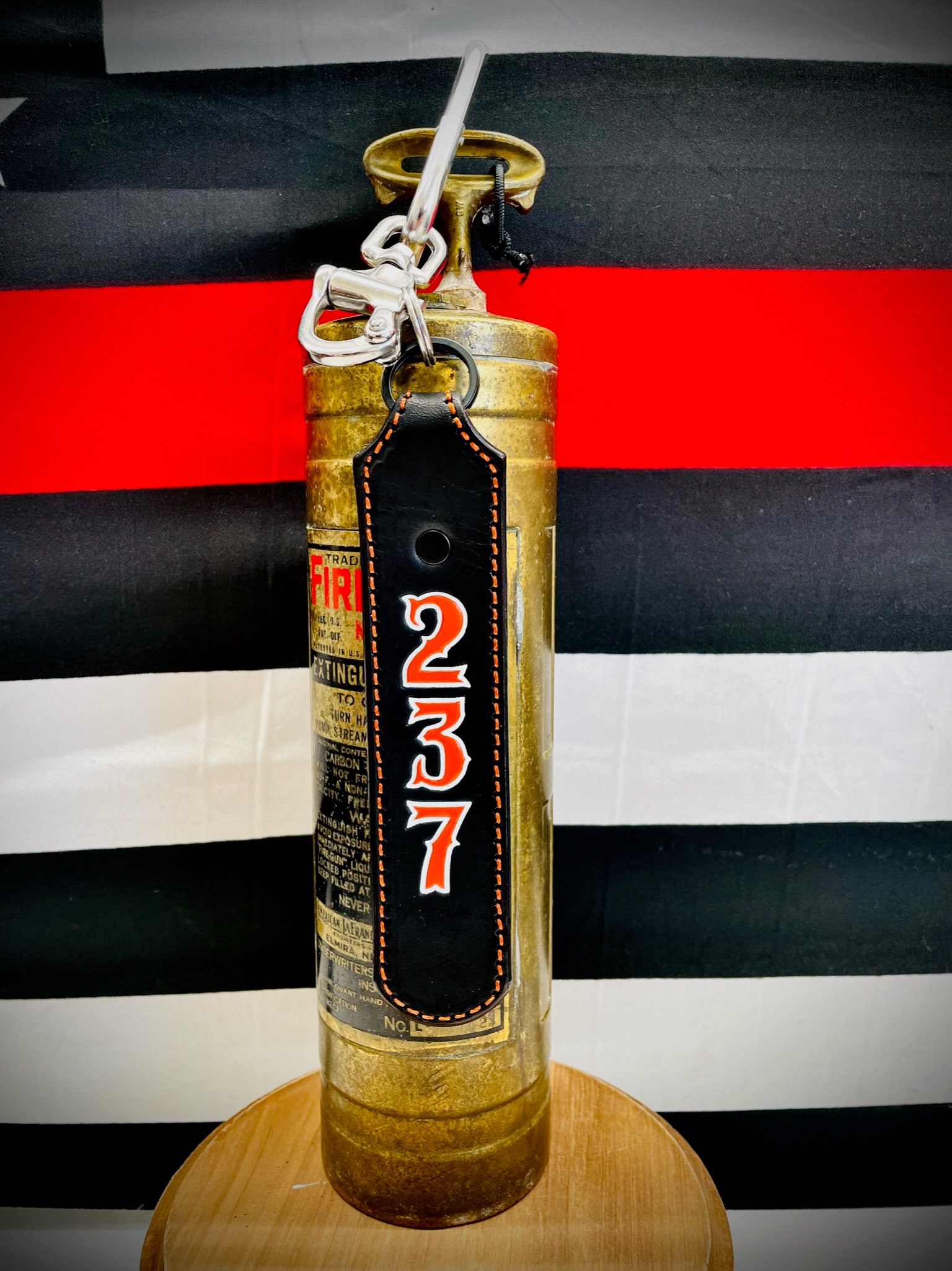 Firefighter SCBA Quick Release Swivel Shackle (Black Leather) Custom Personalized