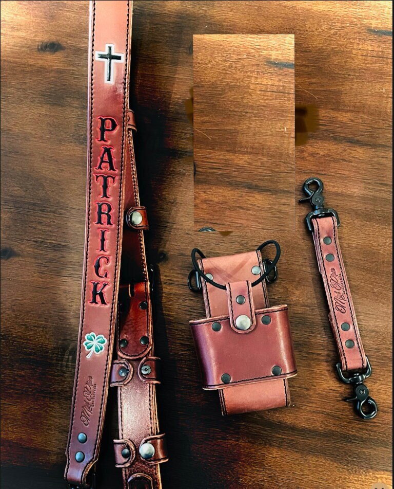 Firefighter / EMS Radio Strap & Bucket / Holster chestnut Leather full ...