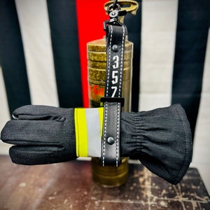 Personalized Firefighter Leather Glove Strap (9&quot; inch)