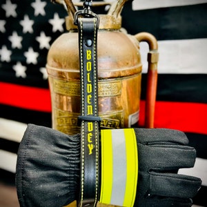Personalized Firefighter Leather Glove Strap (12&quot; inch)