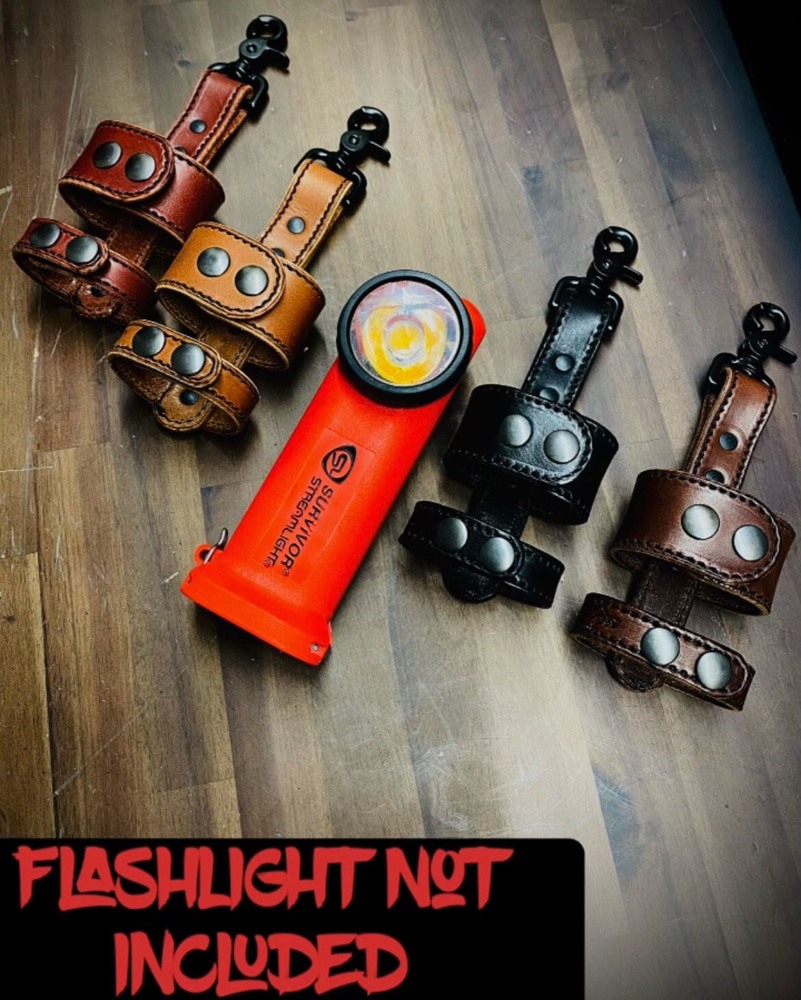Firefighter Inverted Leather Flashlight Holder