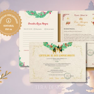 PACK REYES MAGOS, Editable. Descarga Inmediata. Tamaño A4, Png y Pdf. Queridos Reyes Magos. Plantilla Editable. Para impresión. Reyes Magos