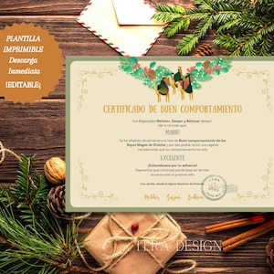Certificado Oficial Reyes Magos EDITABLE, Carta Reyes magos, PDF Tamaño A4, Editable y descargable, Instant Download, Editable en canva, Esp