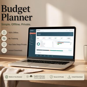 Budget Planner (Offline HTML App) – Simple Expense Tracker, No Subscription, Instant Download, Private & Secure