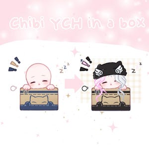 Chibi YCH dans une boîte - Sans IA - Chibi PFP - Icône Discord - Emote Twitch - Porte-clés