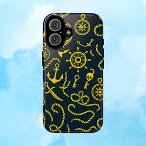 Nautical Phone Case - Tough Cases, Marine-Themed Accessories, Phone Protection, Trendy Gift for Sailors, Beach Lovers, Pirate Phone Case