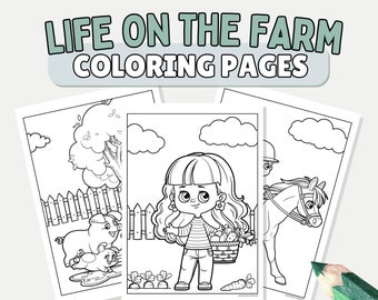 Farm Animals Coloring Pages for Kids | Toddler Activity (Digital Download)