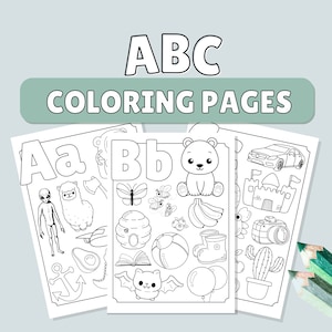26 Printable Alphabet Cute Coloring Pages Worksheets for Kids: Preschool - Kindergarten - Homeschool PDF
