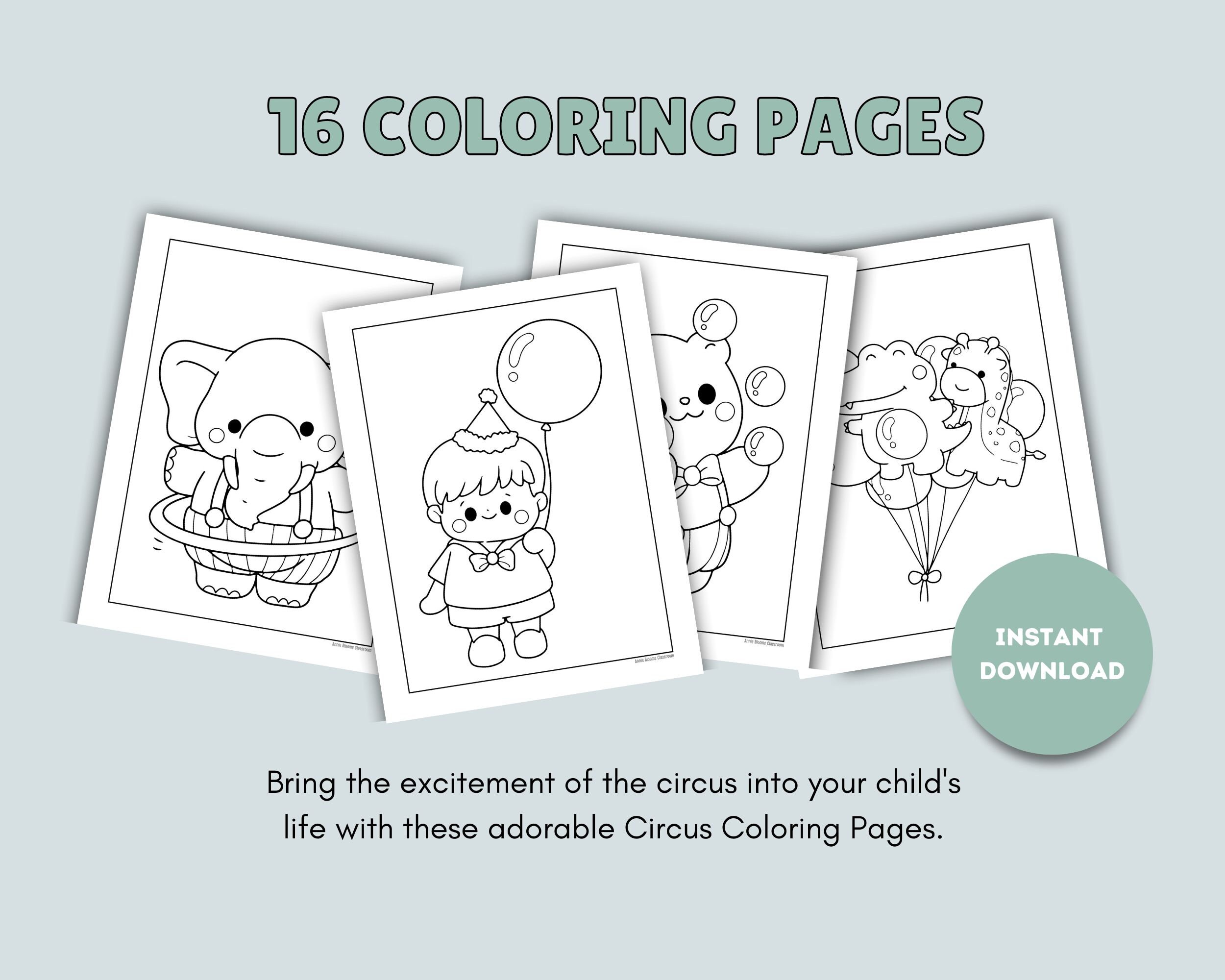 Circus Cute Coloring Pages for Kids: Preschool - Kindergarten ...