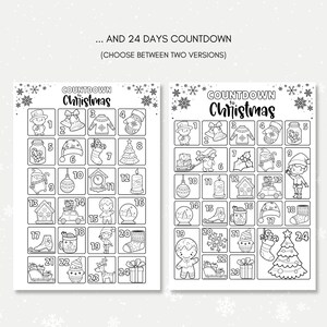Advent Calendar Coloring Page Printable Countdown to Christmas