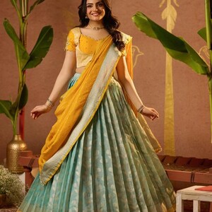Yellow Banarasi designer lehenga for women readymade Indian Wedding Reception Wear bridal dress haldi Indian lehenga choli haldi mehendi