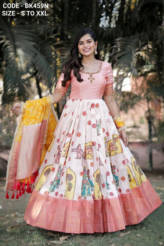 Buy Old Rose Triva Satin Silk Embroidered Designer Gown | Gowns