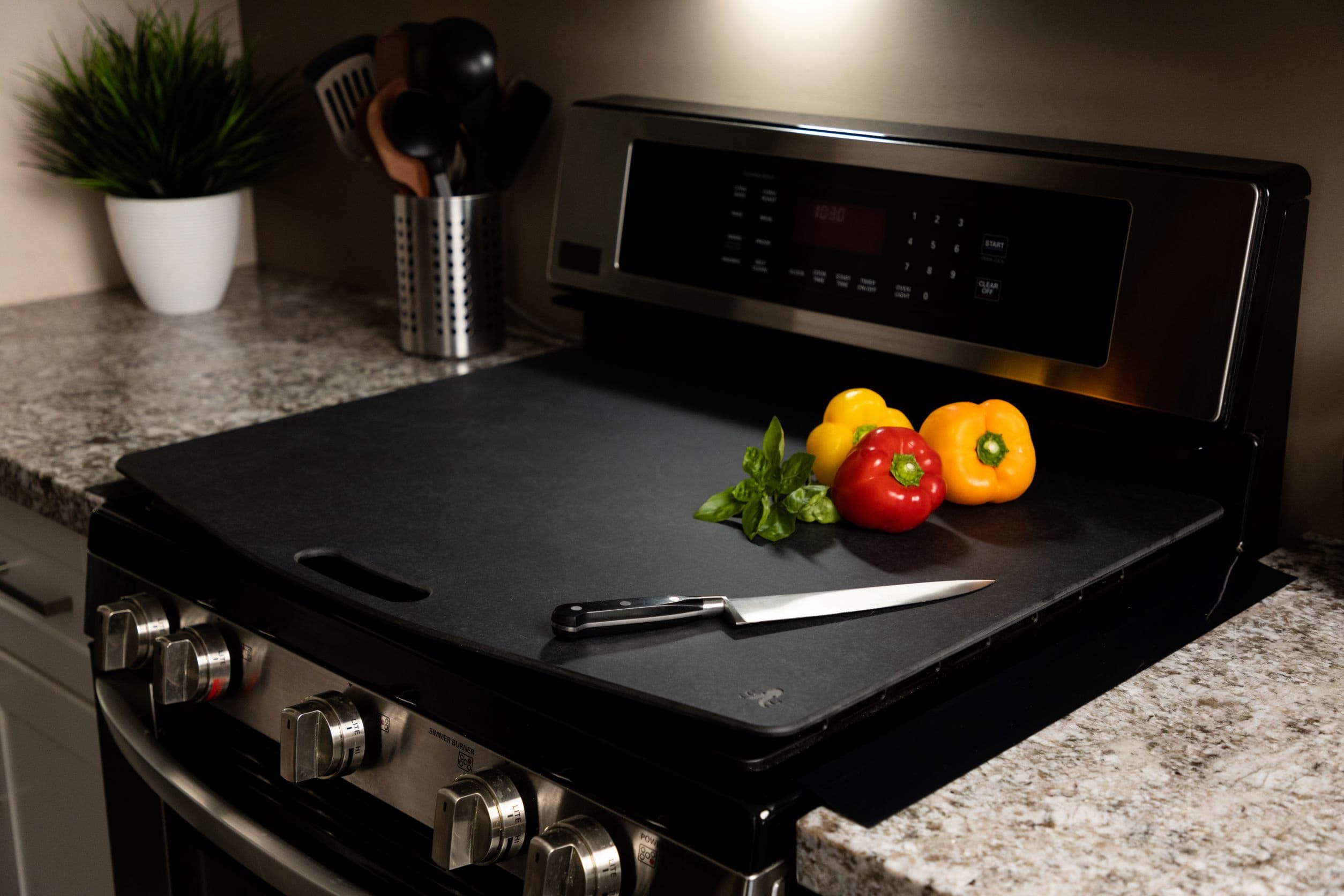 Distressed Black Stove Top Cover