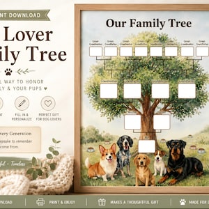 Arbre généalogique Dog Lover sur 4 générations à imprimer