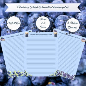 Blueberry Patch Stationery Set, Cottagecore Writing Paper (Digital Download)