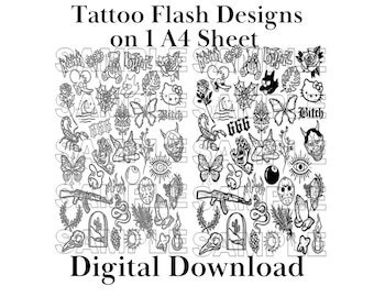 Tattoo Flash Designs: Original Linework Stencils (Digital Download)