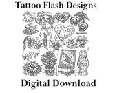 15 Linework Tattoo Stencil Designs: Ready to Print (Digital Download)