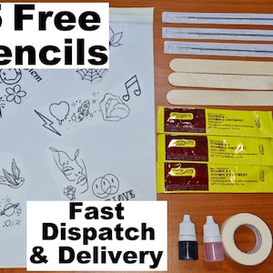 Traditional Handpoke Tattoo Kit, All-in-one Complete Stick & Poke Bundle,  Professional Supplies, Ink, Needles, Stencil Paper, Vegan 
