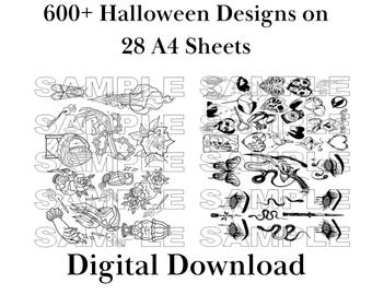 600+ Halloween Tattoo Flash Designs: Horror Stencils (Digital Download)