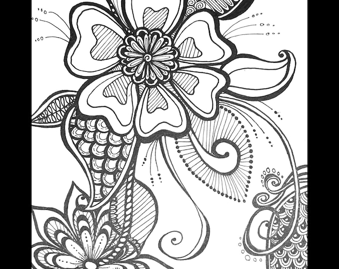 Zen Blumen - Designs zum Ausmalen – Handgezeichnete Kunst! Downloaden