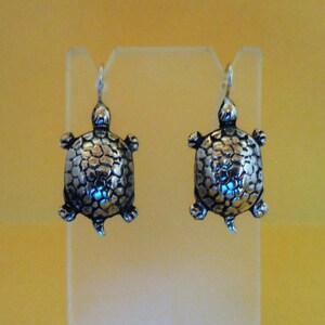 Turtle Earrings, White Bronze, Fun Gifts, Turtle Lovers, Turtle Jewelry, Gifts for Her, Wear Turtles for Balance & Stability, Silver Turtle