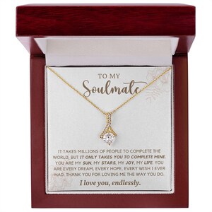 To My Soulmate, Alluring Beauty Necklace, Soulmate Gift, Soulmate Necklace, Gift for Wife, Wife Anniversary Gift, Soulmate Valentines Gift
