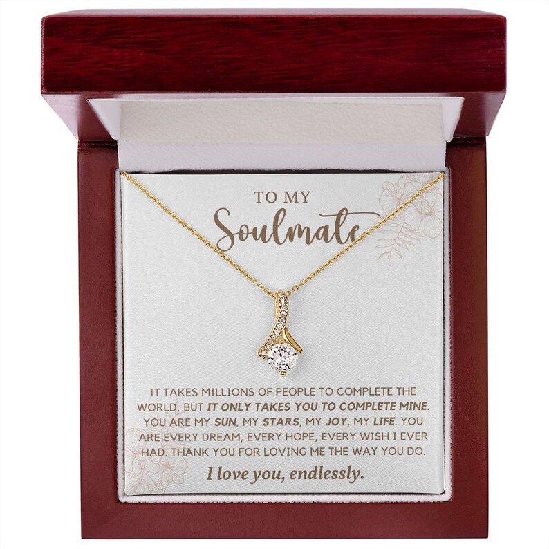 To My Soulmate, Alluring Beauty Necklace, Soulmate Gift, Soulmate Necklace, Gift for Wife, Wife Anniversary Gift, Soulmate Valentines Gift