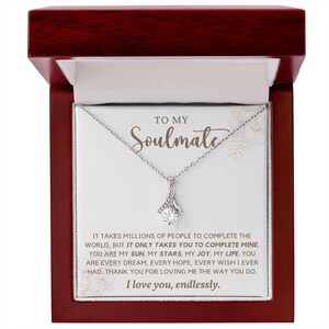 To My Soulmate, Alluring Beauty Necklace, Soulmate Gift, Soulmate Necklace, Gift for Wife, Wife Anniversary Gift, Soulmate Valentines Gift
