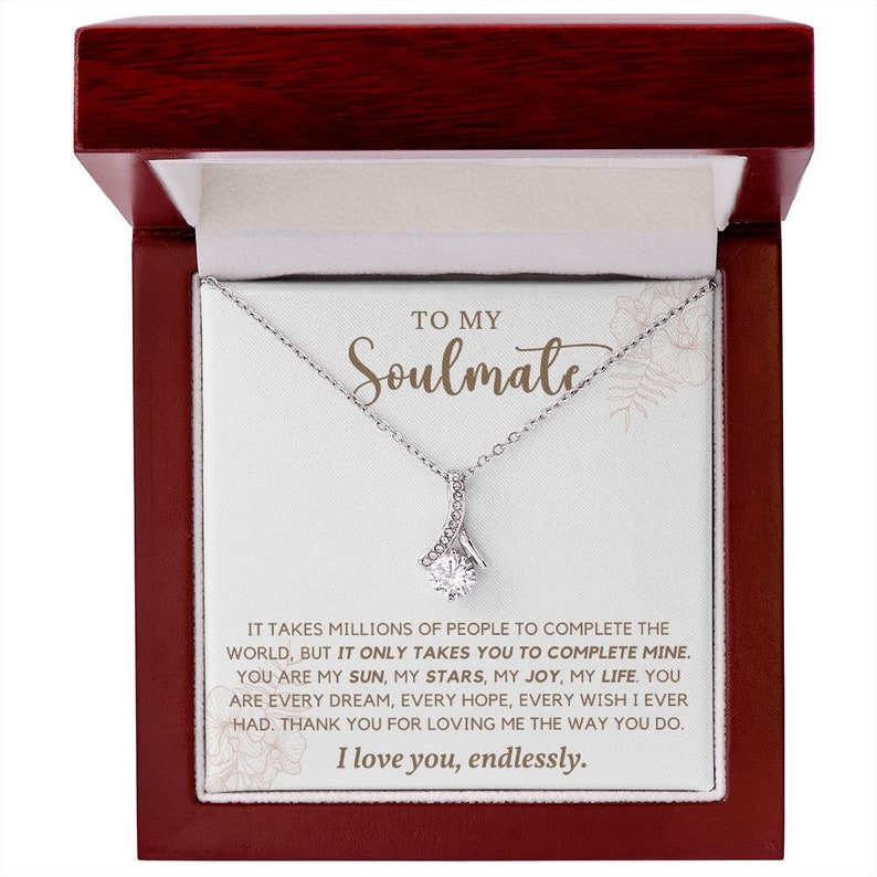 To My Soulmate, Alluring Beauty Necklace, Soulmate Gift, Soulmate Necklace, Gift for Wife, Wife Anniversary Gift, Soulmate Valentines Gift