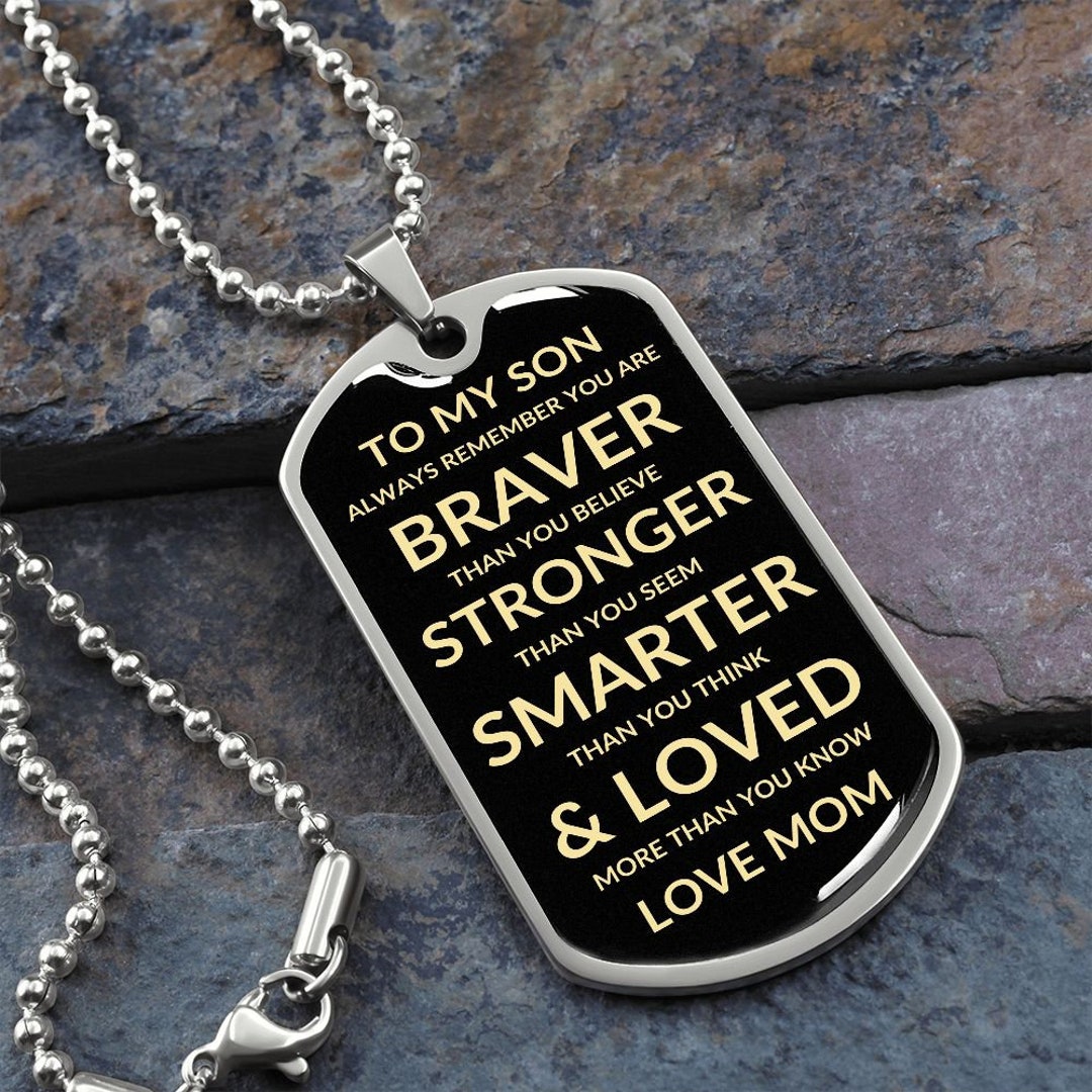 Mom to son dog tag necklace Clearance