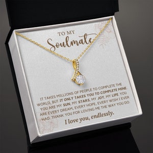 To My Soulmate, Alluring Beauty Necklace, Soulmate Gift, Soulmate Necklace, Gift for Wife, Wife Anniversary Gift, Soulmate Valentines Gift