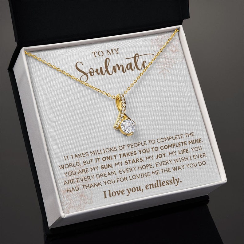To My Soulmate, Alluring Beauty Necklace, Soulmate Gift, Soulmate Necklace, Gift for Wife, Wife Anniversary Gift, Soulmate Valentines Gift