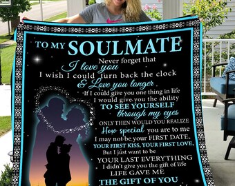 To My Soulmate - With Love & Kisses | Premium Plush Blanket