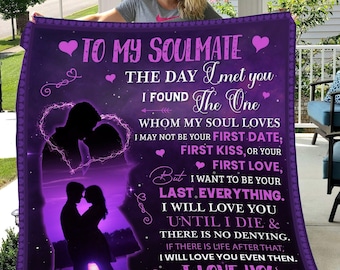 To My Soulmate, Cozy Plush Fleece Blanket - 50X60, Gift for Wife, Anniversary, Valentines, Girlfriend