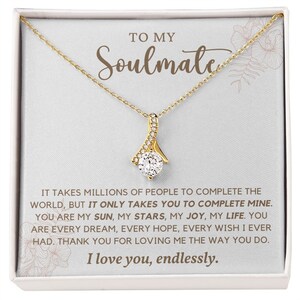 To My Soulmate, Alluring Beauty Necklace, Soulmate Gift, Soulmate Necklace, Gift for Wife, Wife Anniversary Gift, Soulmate Valentines Gift