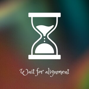 Pode incluir: &Iacute;cone de ampulheta branco em um fundo desfocado com o texto "Wait for alignment".