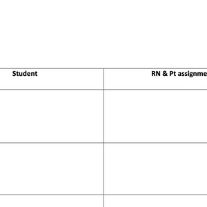 Puede incluir: Una tabla en blanco con los encabezados "Estudiante" y "Asignación de RN y Pt".
