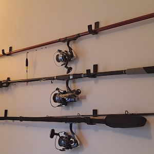 Barn Wood Fishing Rod Rack Horizontal 