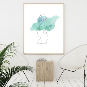 Mujeres embarazadas línea arte imprimible, arte femenino, cartel de embarazo, arte del hogar, decoración de la guardería, decoración de la pared, arte minimalista, arte de la acuarela